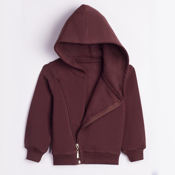 227276 Nicol BENEK Bluza băieți cu glugă, maro închis, cu fermoar