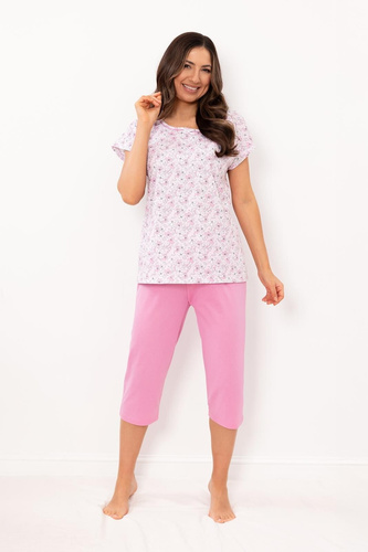 Pijama damă Regina 4002 bumbac flori pantaloni 3/4 confort
