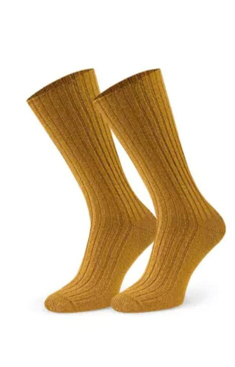 Art.185 Șosete muștar Steven 011 – șosete damă din lână de miel cu nervuri, iarnă