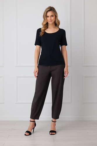Bluză damă Italian Fashion Liza 93% bambus mânecă scurtă elastică - negru