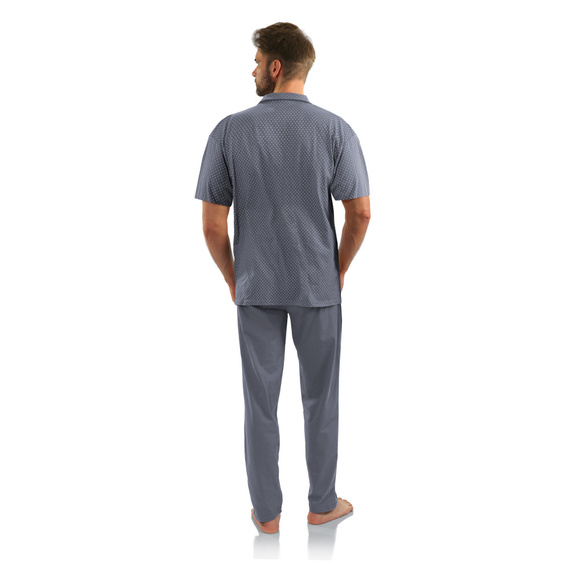 Pijamale bărbați Sesto Senso cu fermoar și mâneci scurte - ancore din grafit