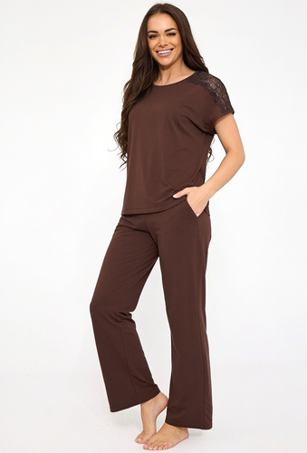 Cornette 1110/511 Sara Pijamale damă 100% bumbac verde cu flori