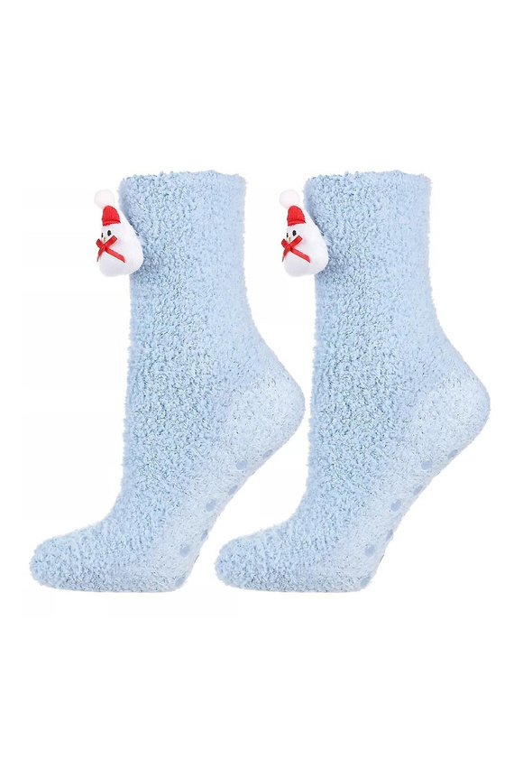 CSLS250-030 Șosete ABS Moraj albastre – Șosete unisex de Crăciun cu un om de zăpadă