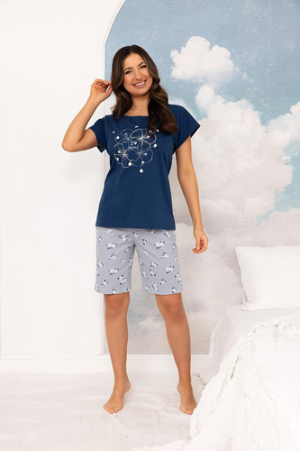 Pijama damă Regina 4003 bumbac scurtă imprimeu floral comodă