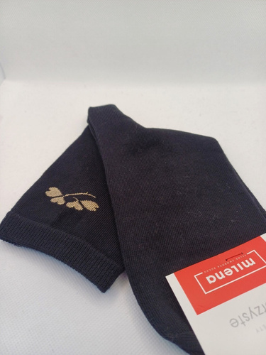 Milena 0200-178 – Ciorapi dama din bumbac cu model mic si fir de lurex | Producție poloneză - negru