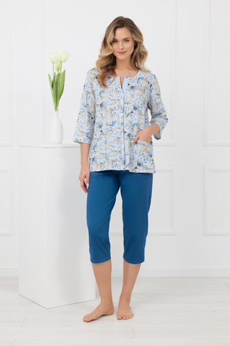 Pijama damă CELOZJA Italian Fashion 100% bumbac mânecă 3/4 pantaloni 3/4