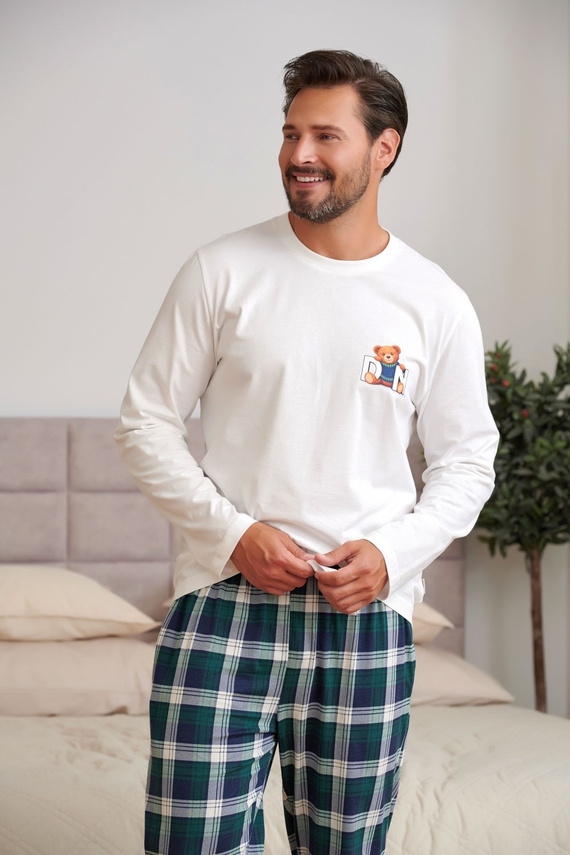 Pijamale bărbați Doctor Nap 7514 Teddy 100% bumbac mânecă lungă pantaloni