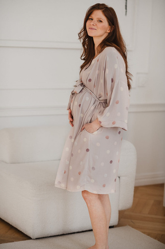 Halat de baie din bambus de maternitate Milk&Love cu buline