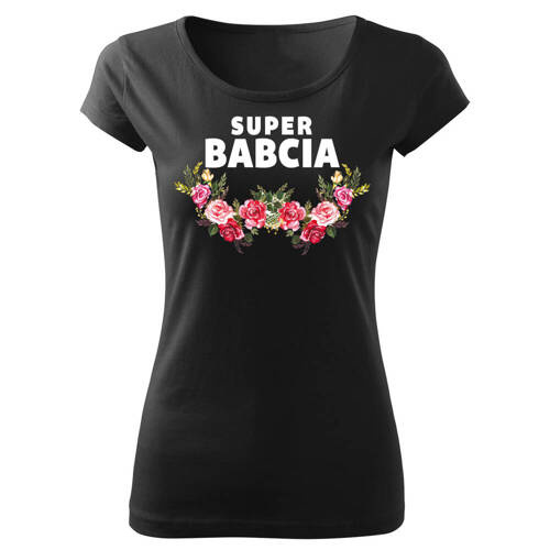 SKU D047 "Super bunica cu flori de ziua bunicii" Tricou Moocha dama, negru