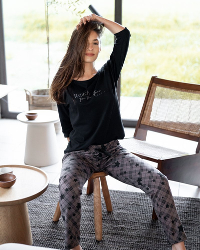 Pijamale Sensis Reach For The Stars pentru femei - Negru-Maro