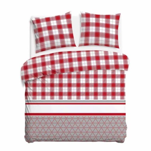 31516/1 Set de lenjerie de pat de Crăciun din flanel Flannellove Darymex gri roșu - set 100% bumbac, călduros și moale