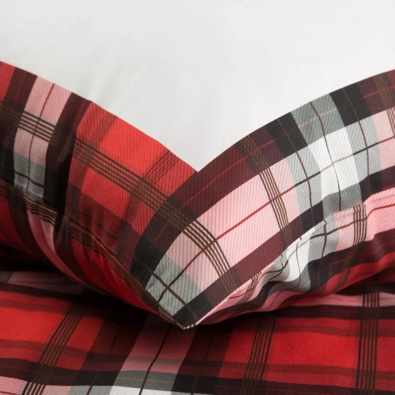 Lenjerie de pat Bliss Crăciun, Steaua Betleem în carouri, Eurodrape, roșu