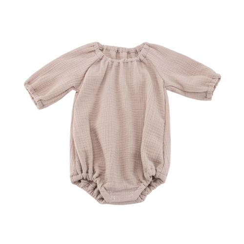 Body pentru bebelusi din muselina roz pudrat cu maneci lungi Makaszka - 100% bumbac