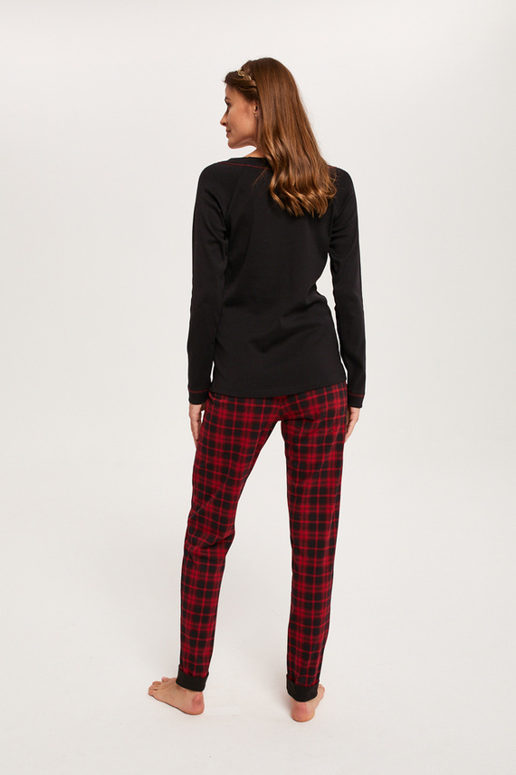 Ordesa Pijama de damă cu mânecă lungă, pantaloni lungi Italian Fashion - negru/print