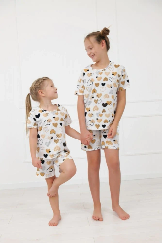 Pijama fetițe Ariela Italian Fashion – bumbac, mânecă scurtă, pantaloni scurți