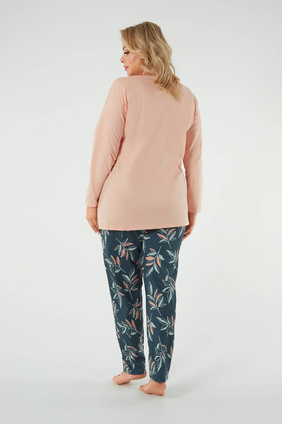 Julietta Pijama de damă cu mânecă lungă, pantaloni lungi Italian Fashion - somon/print