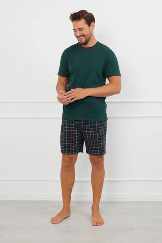 Fogo Pijama cu mânecă scurtă pentru bărbați, pantaloni scurți Italian Fashion - verde/print