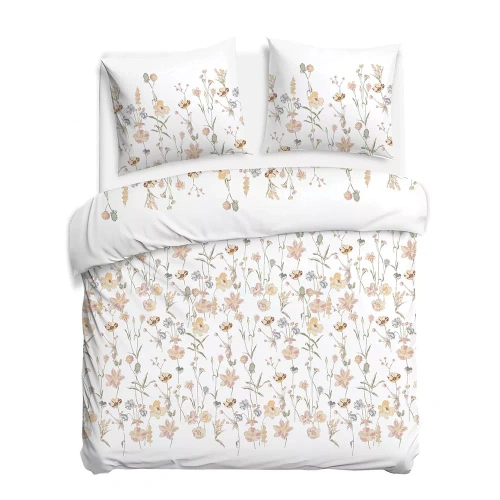 Lenjerie de pat satinată 1553/1 Satynlove 100% bumbac floral + fețe 70x80