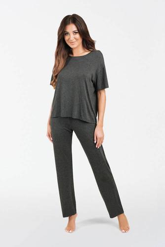 Akord Ladies set cu mânecă scurtă, pantaloni lungi Italian Fashion - dark melange