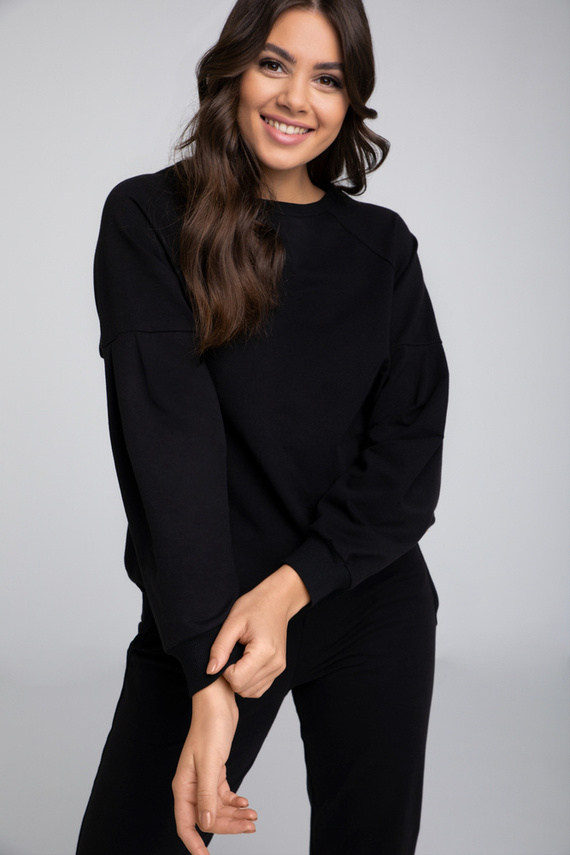 Parma Ladies set cu mânecă lungă, pantaloni Italian Fashion - negru