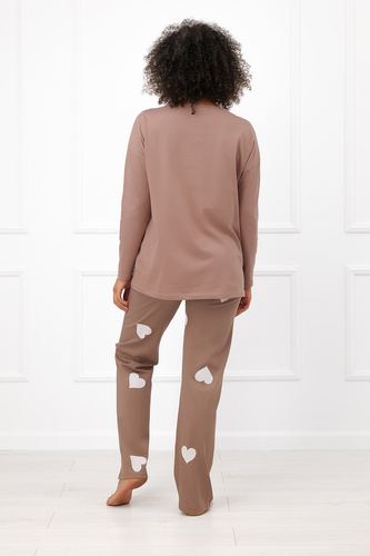 Italian Fashion Mila pijama damă lungă Mega Soft cu inimioare și buzunare