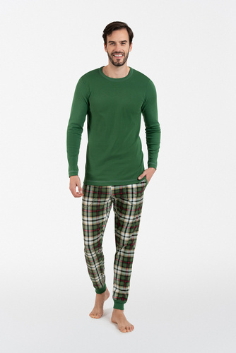 Seward Bis Pijama cu mânecă lungă pentru bărbați, pantaloni lungi Italian Fashion - verde