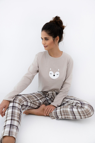 Pijamale Tinsley Sensis pentru femei - bumbac, lungi, în carouri