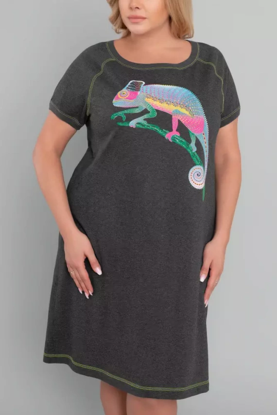 Cămașă de noapte Volta cu mânecă scurtă Italian Fashion - melange închis/verde