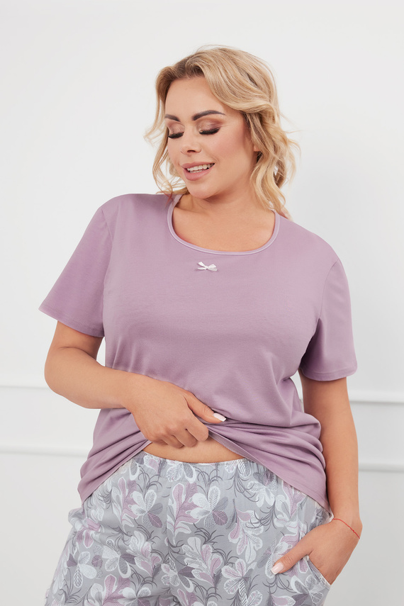 Ibena Pijama pentru femei cu mânecă scurtă, pantaloni 3/4 Italian Fashion - heather/print