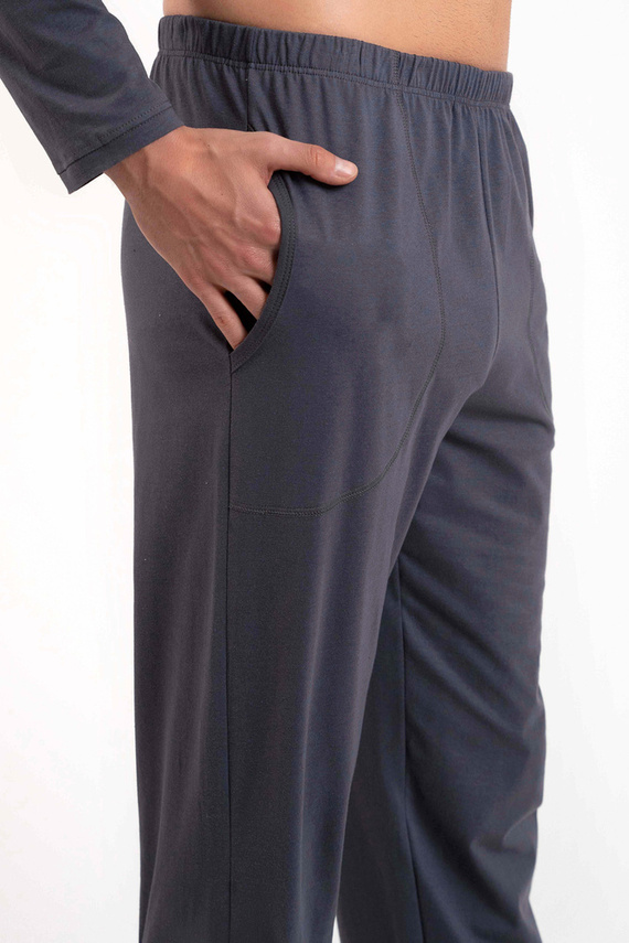 Lars Pijama cu mânecă lungă pentru bărbați, pantaloni lungi Italian Fashion - imprimeu grafit/grafit