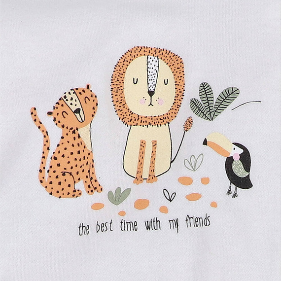 ABN-5265/ECR Body Nini din bumbac organic ecru Wild Animals