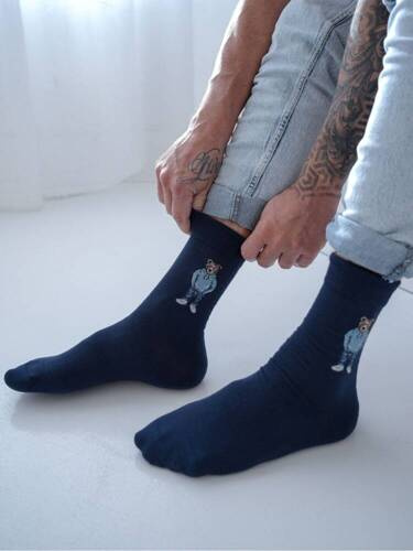 0125.109 Ursuleț cu hanorac albastru Ciorapi bărbați Milena - bleumarin