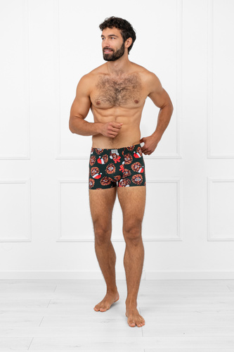 Pantaloni scurți boxer pentru bărbați Cono Italian Fashion – bumbac, elastan, model de Crăciun