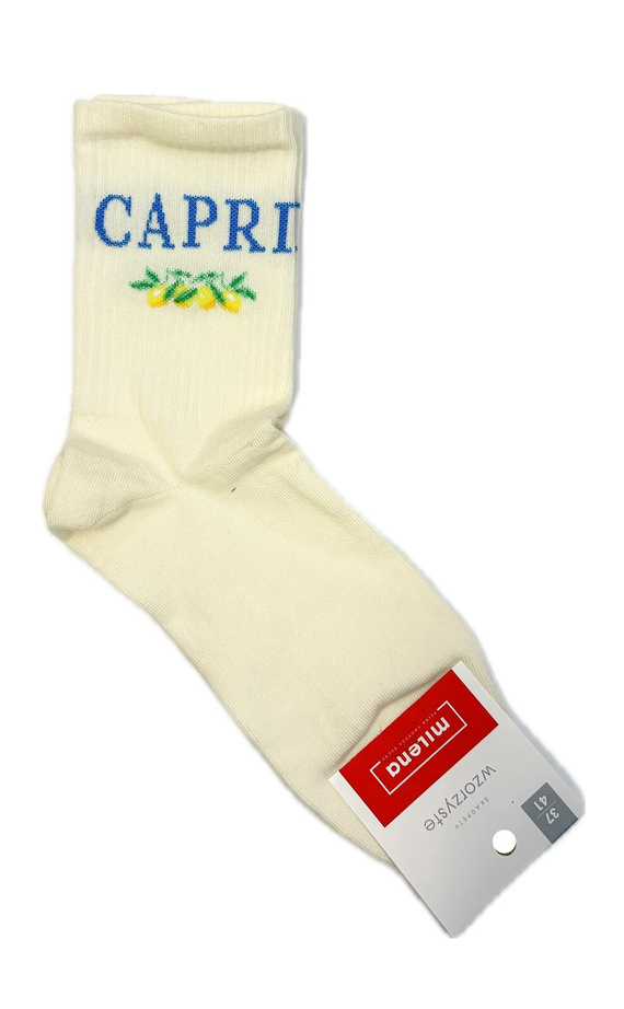 Șosete damă din bumbac Milena 0200-239 Capri – cu nervuri, confort zilnic ecru