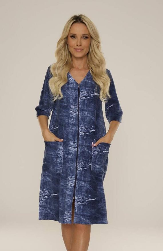 431 Halat de baie pentru femei din velur De Lafense- marmorat