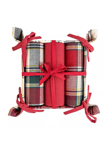 Set de bucătărie Moraj MRK1500-021 – 3 lavete de bumbac într-un coș decorativ