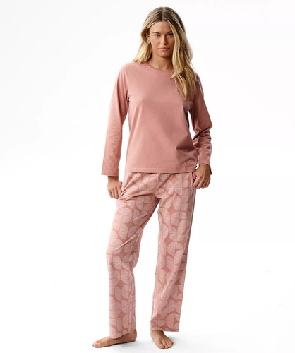 Atlantic NLP-522 Pijamale damă lungi 100% bumbac Pantaloni cu modele roz