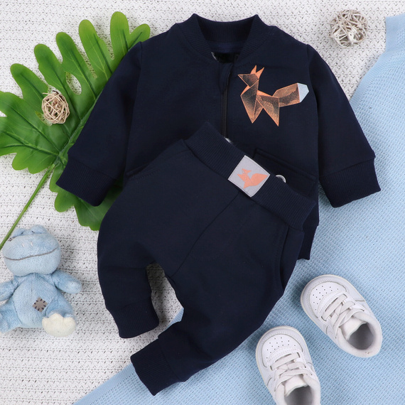 ABN-5395 Fun Origami Hanorac cu fermoar din bumbac organic Nini bleumarin