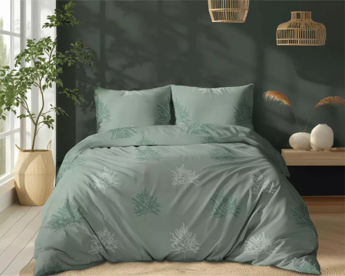 5503 B Așternut din bumbac salvie cu frunze geometrice de ferigă Naturalis – Detexpol