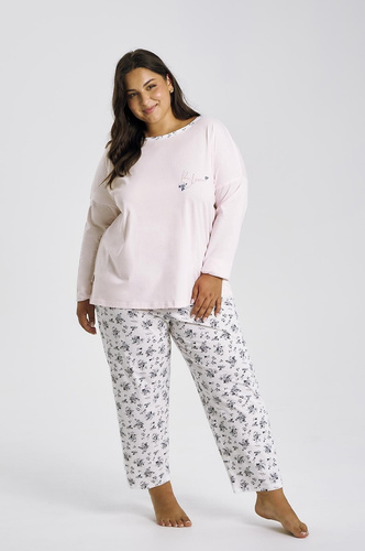Pijamale de damă Ella 3465/3466 TARO roz – bumbac, mâneci lungi, confortabile și stilate