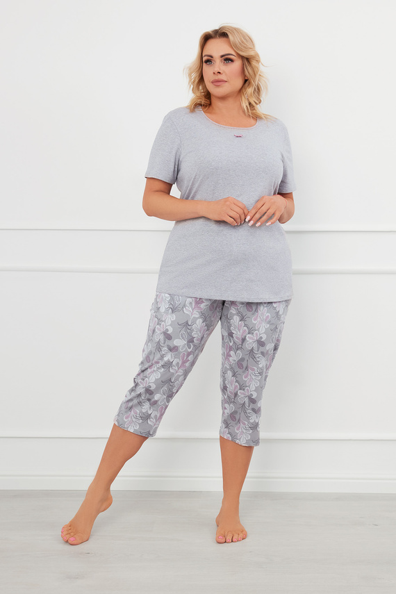 Ibena Ladies' Pijama cu mânecă scurtă, pantaloni 3/4 Italian Fashion - melange/print