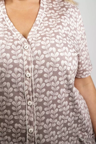 Ramira Pijama de damă cu mânecă scurtă și pantaloni 3/4 Italian Fashion - print/cappucino