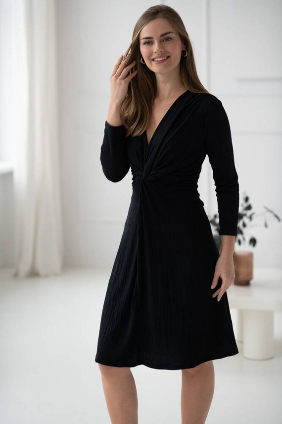 Rochie Loop de maternitate si alaptare, maneca 7/8, Milk&Love, neagra