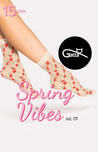 Spring Vibes wz.01 Ciorapi dama 15 den Gatta - rosu natural