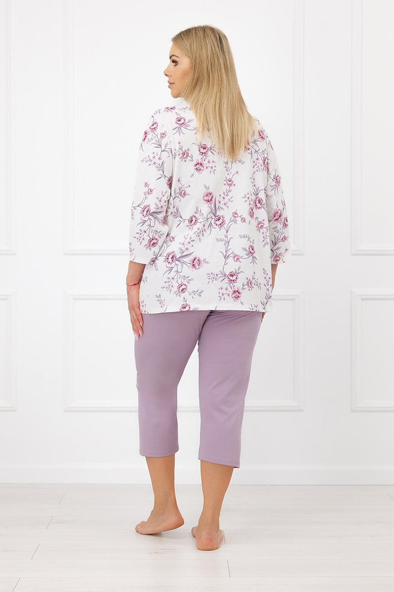 Italian Fashion Mariella pijama damă 3/4, 100% bumbac, cu flori