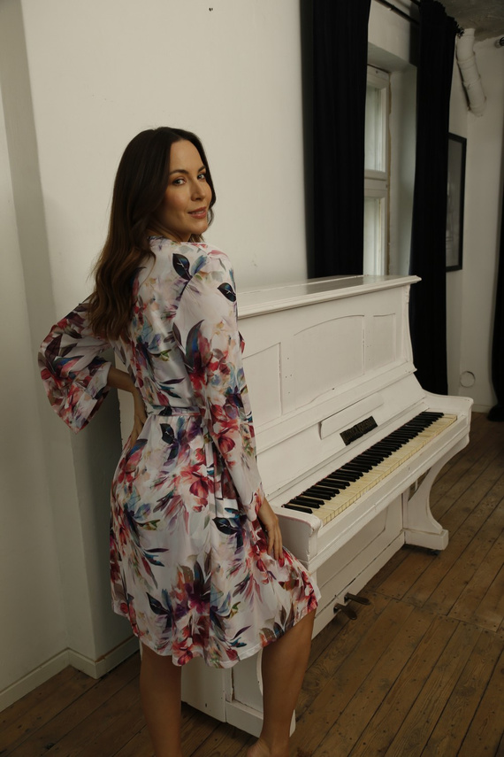 86663 Rochie Larisa neglij imprimeu floral pescăruș