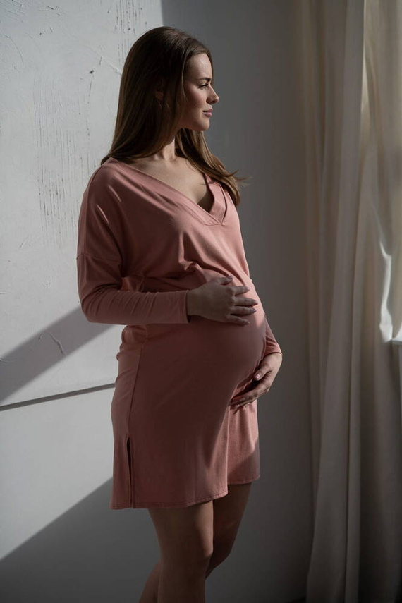 Cămașă de noapte Moon bambus pentru maternitate și alăptare cu mânecă lungă Milk&Love plante din plante