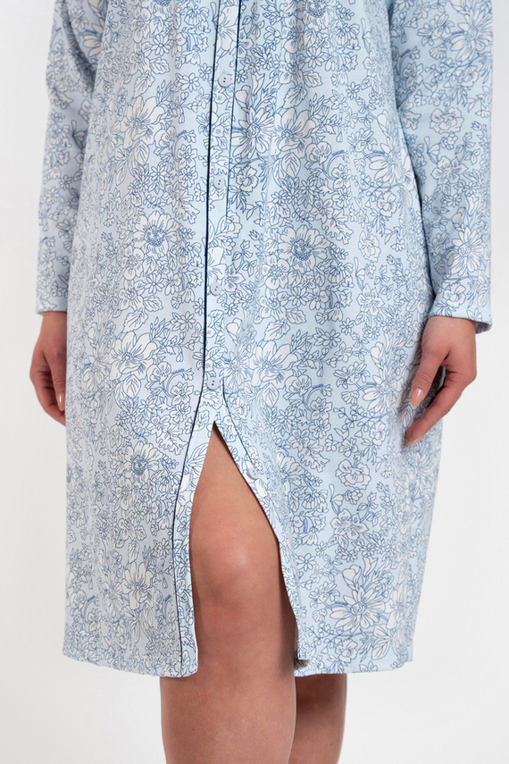 Cămașă de noapte Talita descheiată Modă italiană - blue print 