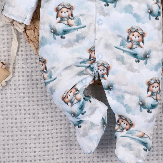 NINI BABY BEAR PILOT salopetă pentru bebeluși din bumbac organic ABN-5747/PIL