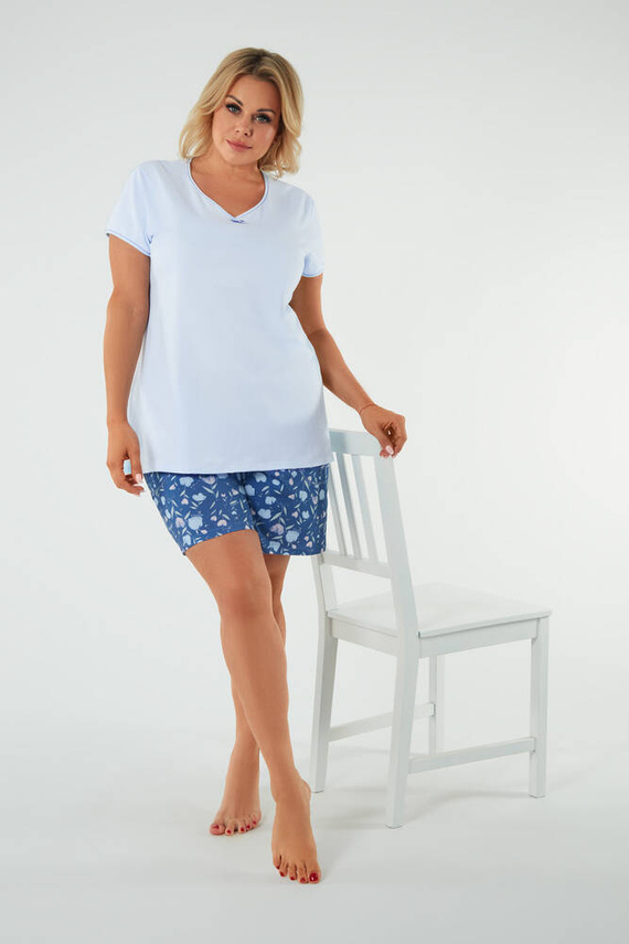 Pijama cu mânecă scurtă pentru femei Tulip, pantaloni scurți Italian Fashion - albastru/print